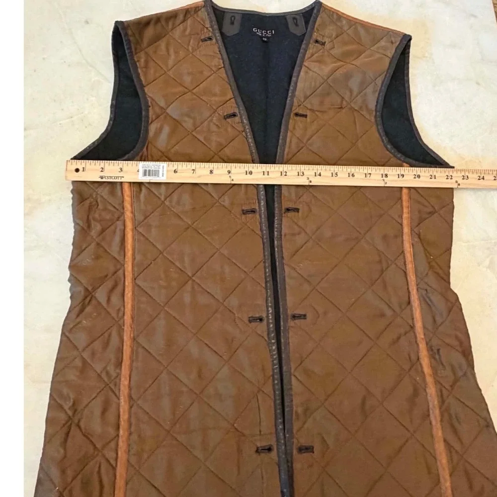 Gucci Brown Quilted Wool Blend Liner Vest Made in Italy Size 52 IT Mens